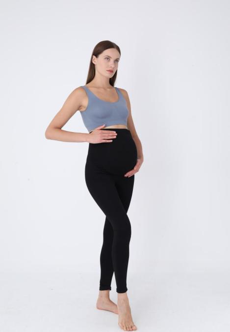 Colanți Negri pentru Gravide – cu Bandă Elastică de Susținere sub Burtă,Culoare Negru,Engros